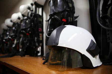 firefighter suit and equipment ready for operation.の写真素材