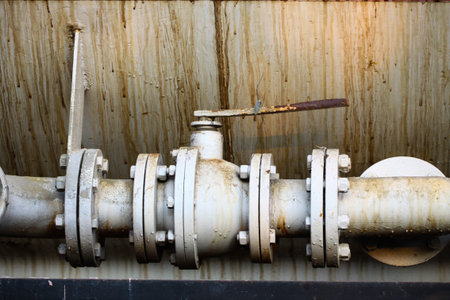 Old valve or dirty valve in dirty work, Dirty valve in oil transfer station.