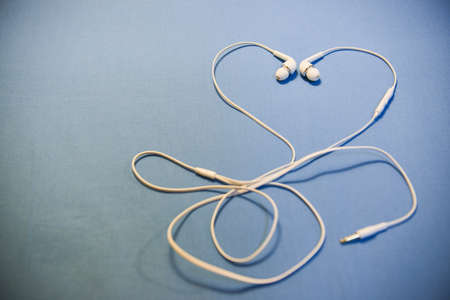Close up or concept of digital music white Headphones.の写真素材