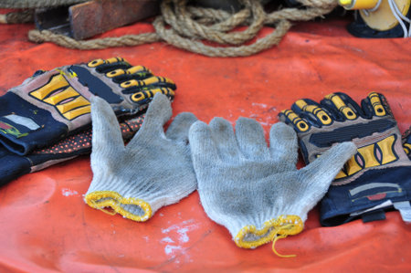 Old or dirty safety gloves on the works.
