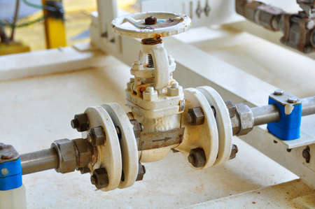 Valves manual in the process. Production process used manual valve to control the systemの写真素材