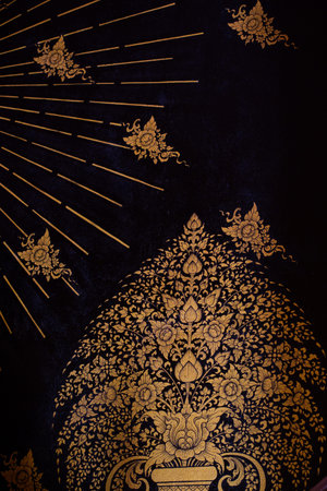 Ancient Thai pattern on wall in Thailand Buddha Temple , Asian Buddha style art, Beautiful pattern on temple wall.の写真素材
