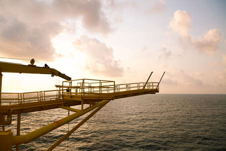 Remote platform in the gulf for production oil and gas. The construction platform and controlled production by auto command.の写真素材
