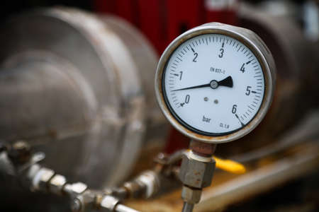 Pressure gauge on oil and gas process for monitored condition. The gauge is one of tools for present or showed condition of process to Operator.の写真素材