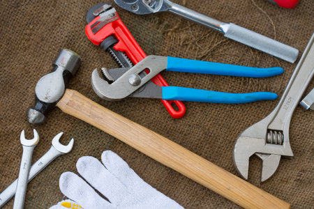 Hand tools set or Work tools set background, Tools in industry job for general work or hard work....