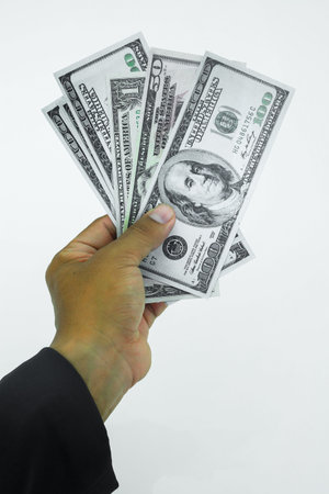 Trap with dollar bills isolated over white background, Risk in business, Businessman taking money...