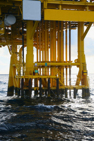 Pipelines constructions on the production platform, Production process of oil and gas industry,...