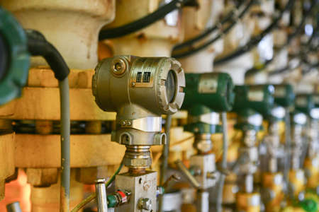 Pressure transmitter in oil and gas process , send signal to controller and reading pressure in the system.の写真素材