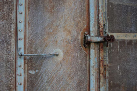vintage door or old door with close position, old door locked, can't pass the door cause damage.の写真素材