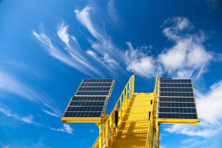 Reflex of the sky on the solar cell or photovoltaic modules