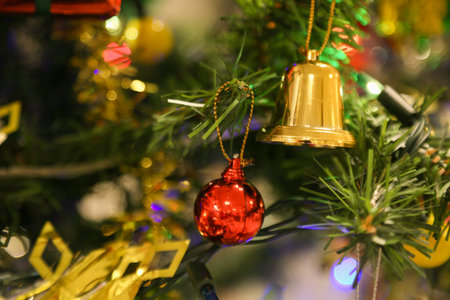 christmas decorations or christmas tree light prepare for celebrate day, abstract Bokeh light good...