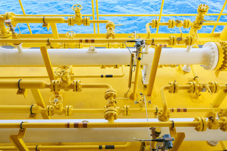 pipelines on oil and gas platform for production, Oil and gas process and control by automation...