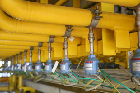 Pressure transmitter in oil and gas process , send signal to controller and reading pressure in the system.の写真素材