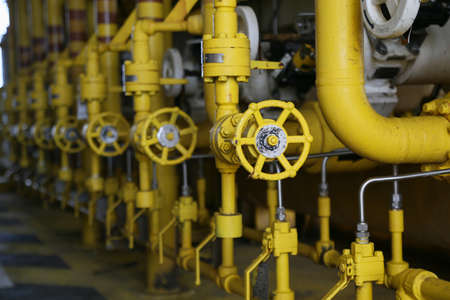 Valves manual in the process. Production process used manual valve to control the systemの写真素材