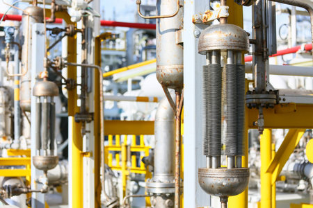 Offshore construction platform for production oil and gas, Oil and gas industry and hard...