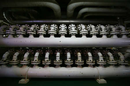 Pipelines constructions on the production platform, Production process of oil and gas industry, Piping line on the platform.の写真素材