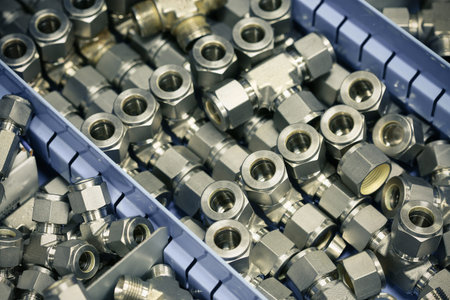 Old bolts or dirty bolts on wooden background, Machine equipment in industry work. industry...