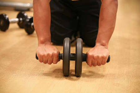 Sport equipment in fitness room or gym room, relax room for healthy people, Dumbbell in fitness and gym room.の写真素材