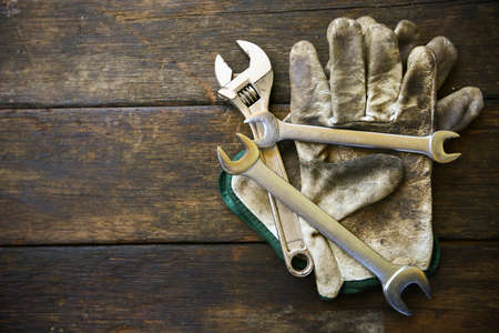 Hand tools set or Work tools set background, Tools in industry job for general work or hard work. personal protection equipment for worker.の写真素材