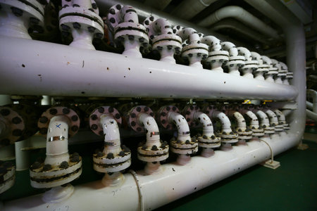 Pipelines constructions on the production platform, Production process of oil and gas industry,...