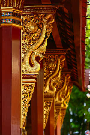 Temple in Thailand which identity of the country, Gold temple and pagoda in temple which buddhism would like to pray the buddhist in the temple, beautiful temple or architecture in thailand.の写真素材