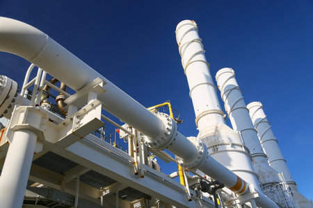 Offshore construction platform for production oil and gas, Oil and gas industry and hard work,...