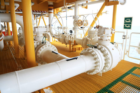 Valves manual in the production process. Production process used manual valve to control the system,...