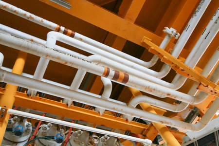 pipelines on oil and gas platform for production, Oil and gas process and control by automation...