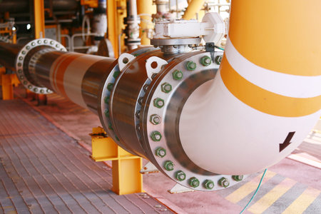 pipelines on oil and gas platform for production, Oil and gas process and control by automation...