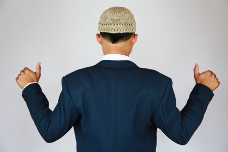 Businessman with suit and concept fight the business. Trader concept and action to fight with the business. Industry concept with businessman and acting for support presentation fiの写真素材