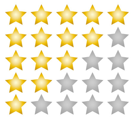 Rating stars gradient vector web ranking star signs. Star vector icons on white background. Customer product rating. Sticker and label.のイラスト素材