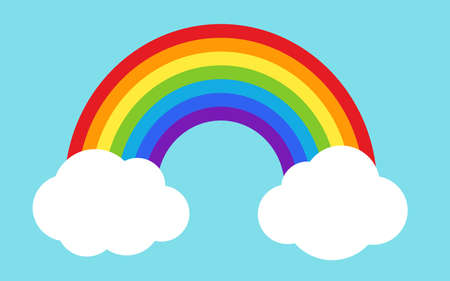 Great for fabric, textile. Rainbow with clouds illustration flat vector. Pride, lgbt style. Print for a t-shirt.のイラスト素材