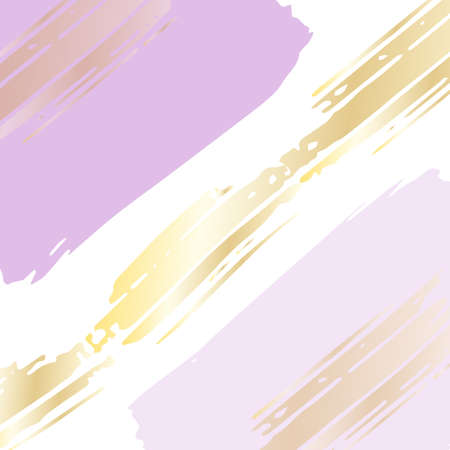 Brush strokes in pastel colors with gold gradient on a white background. Template for company and invitation to event. Grunge elements for your design and texture banners for social networks storyのイラスト素材