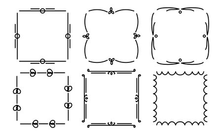 A set of six dividers creating perfect squares, arranged symmetrically with sharp lines and clean edges for a minimalist, modern look. Ideal for design or geometric projectsのイラスト素材