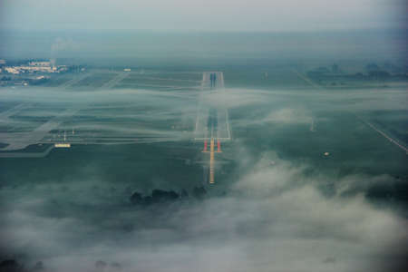 Landing in Munich,Germany with an Airbusの写真素材