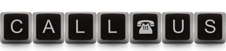 message with Call us words made out of real keyboard letters