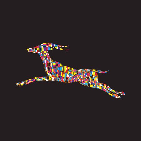 colorful of a running animalのイラスト素材
