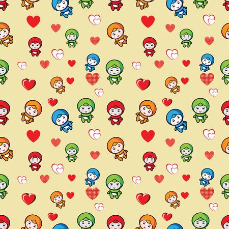 pattern design with colorful doll shape can use for any design projectのイラスト素材