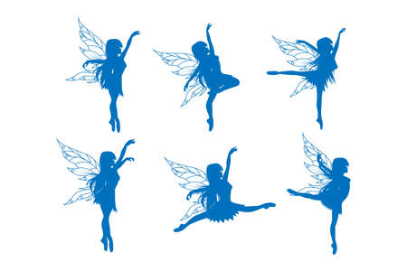 cute fairy silhouette collectionのイラスト素材