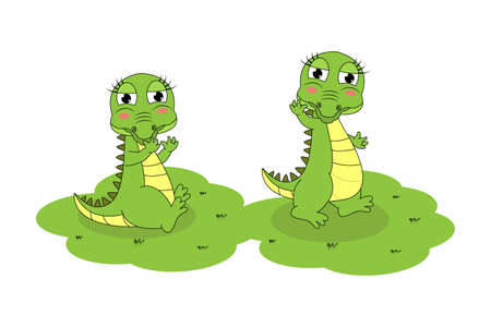 cute crocodil animal cartoonのイラスト素材