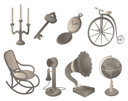 Antique objects setのイラスト素材