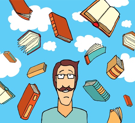 Books falling from the sky / Knowledgeのイラスト素材