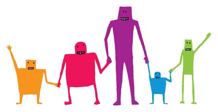 Cartoon teamwork holding hands / happy cooperationのイラスト素材