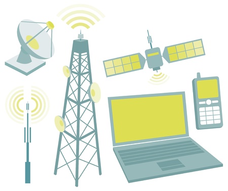 Telecommunication equipment icon setのイラスト素材