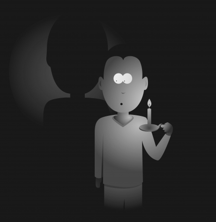 Man holding a candle in the darknessのイラスト素材