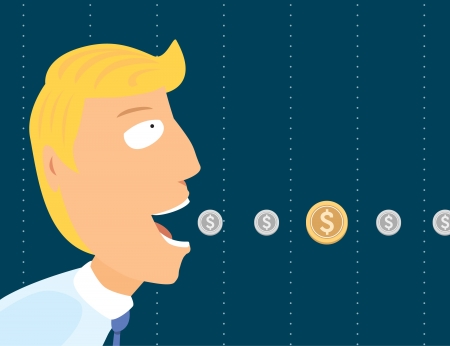 Businessman eating coinsのイラスト素材