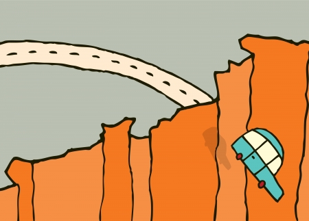 Falling car / Jumping off a cliffのイラスト素材