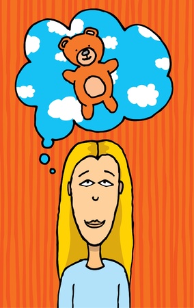 Girl missing her teddy bearのイラスト素材
