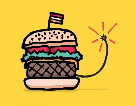 Not so healthy fast food / Bomb hamburgerのイラスト素材