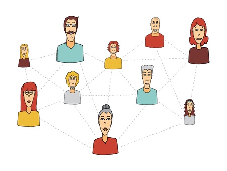 Cartoon social network / People connectingのイラスト素材